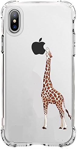 Cute iPhone X Case Clear, Amusing Whimsical Design Bumper TPU Soft Case Rubber Silicone Skin Cover for Apple iPhone X Case(2017 Release) - Eating Giraffe (Giraffe)