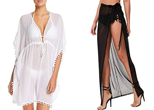 MPITUDE Women’s Chiffon Spaghetti Straps Knee-Length Beach Wear Dresses Sarong High Waist MPITUDE Women’s Chiffon Spaghetti Straps Knee-Length Beach Wear Dresses Sarong High Waist