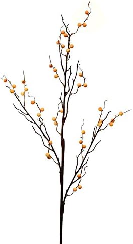 DECORATIVE TWIG BRANCH WITH FAUX FALL BERRIES TAUPE/TAN/BEIGE