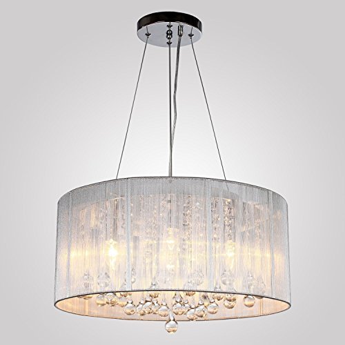 Buy Lightess Crystal Chandelier Modern Fabric Wire Shade Drum