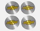 4x NEW CHEVROLET Silver & Gold Wheel Center Caps Sticker Decal 56MM Full Set 2.3 inch