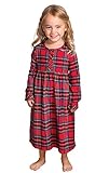 PajamaGram Toddlers' Red Stewart Plaid Flannel Nightgown, 4T, Red
