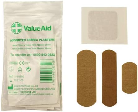 Value Aid 20 x Assorted Fabric Plasters, Fabric First Aid Plasters for Cuts and Grazes, Latex Free Hypoallergenic