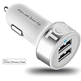 Car Charger TopG Smart Mini 3.1A High Output 2-Port Rapid USB Car Charger with SmartIC Technology - Retail Packaging - White/Silver