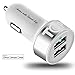 Car Charger TopG Smart Mini 3.1A High Output 2-Port Rapid USB Car Charger with SmartIC Technology - Retail Packaging - White/Silver
