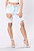 FISACE Women's Light Blue Ripped Hole Mid Waist Jeans Denim Shorts Cropped Jeans