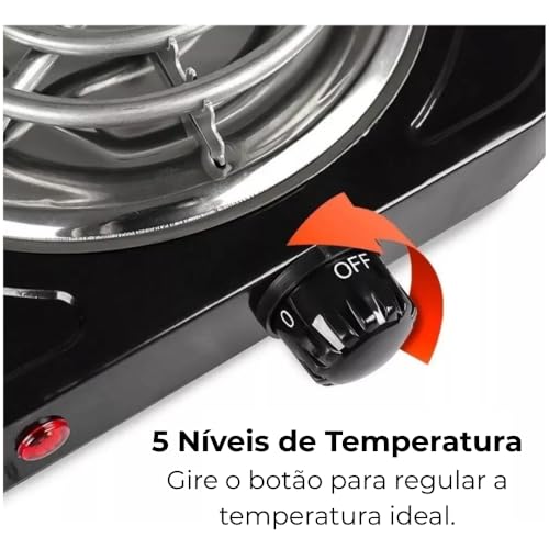 Fogão Elétrico 2 Bocas Cooktop de mesa 220v – Fogareiro Portátil Cooktop de Mesa para Camping, Viagem e Uso Doméstico (Preto)