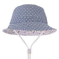 Merrybay Baby Girl Boy Wide Brim Adjustable UPF 51 Sun Hat with Chin Strap(Blue M)
