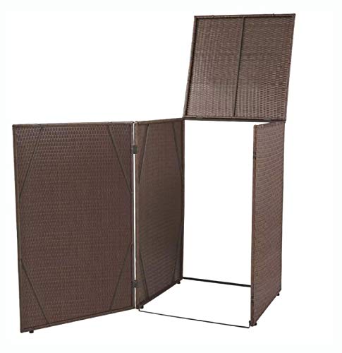 HomyDelight Waste Containment Accessory, Single Wheelie Bin Shed Poly Rattan Brown
