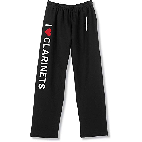 WHAT ON EARTH Unisex Adult I Heart Instruments Unisex Sweatpants - I Love Clarinets - Small