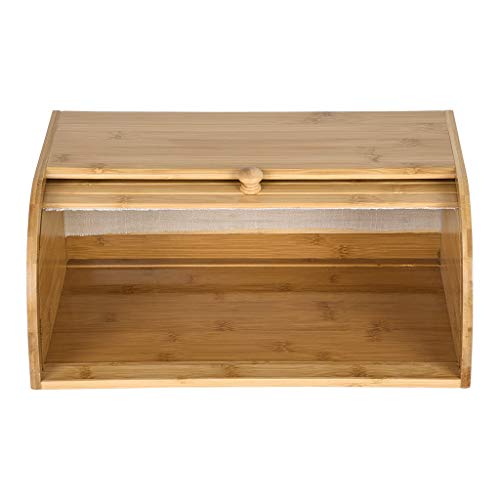 Shan-s Natural Wooden Roll Top Bread Box Kitchen Counter Food Storage Container Bamboo Expandable Drawer Organizer Storage Bin Rolltop Breadbox