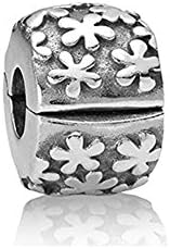 Flower Charm Clip Lock Stopper Beads - 925 Sterling Silver - Fit European Bracelets