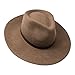 B&S Premium Lewis - Wide Brim Fedora Hat - 100% Wool Felt - Water Resistant - Leather Band - Light Brown 56