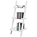 Giantex Ladder Shelf, 3.7 Ft Tall Wooden White Ladder Bookshelf, Easy to Assemble, Perfect Size for Bathroom, 3-Tier Small Wood Corner Ladder Shelf