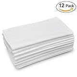 GB Men's Handkerchiefs 100% Cotton Solid White with Stripe Large Classic Hankies Bulk Set