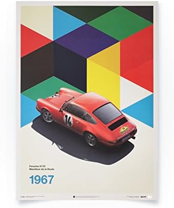 Automobilist Porsche 911R - Marathon de la Route - Unique Design Limited Edition Poster - Standard Poster Size 19 ¾ x 27 ½ Inch