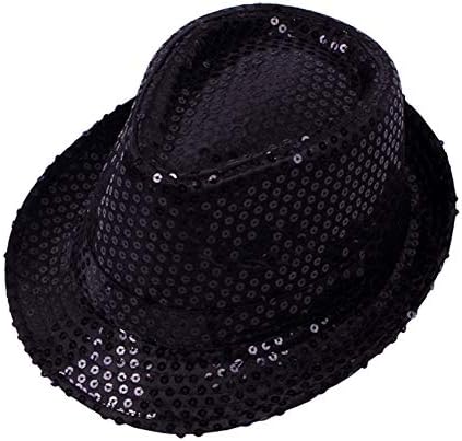 Zedo Adult Hat Performance Sequins Top Hat Stage Dance Kids Hat Parent-Child Cap Glitter Hat