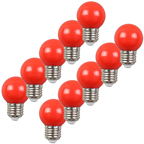 Aiwerttes 10 Pack Colored LED Bulbs E27 G45 2W Lighting Bulbs, LED Coloured GolfBall Bulb, Red Golf Light for Outdoor Indoor Decorative