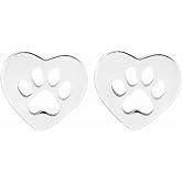 Minimalist Paw Small Stud Earrings Stainless Steel Cute Heart Shaped Puppy Dog Cat Animal Paw Print Footprint Tiny Sleeper Earrings for Women Pet Lovers Birthday Party Holiday Jewelry Gifts