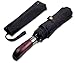 Balios Travel Folding Umbrella with Real Wood Handle Auto Open Close Vented Windproof Canopy - Designed in UK