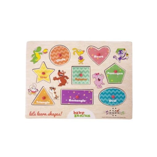 Baby Genius Let's Learn Shapes Interactive Electronic Sounds Wooden Puzzle with Peg Pieces by Manhattan Toy - Image 3