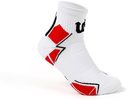 Athletic Golf Crew Yobao Women's Professional Sports Cushioned Socks With Patent Heel Antiwear Ankle Support Design Super Comfort&amp;Breathable (Red in white)
