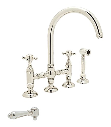 Rohl Country Kitchen Polished Nickel Bridge Faucet w Side Sp