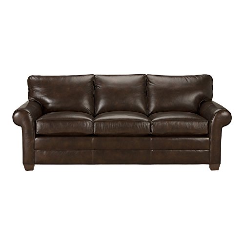 Ethan Allen Bennett Roll-Arm Leather Sofa, Quick Ship, 86", 