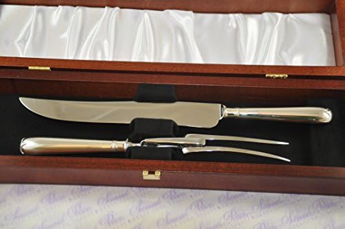 New Sterling Silver Old English Pattern 2 Piece Carving Set Cased Made In Sheffield England 2016