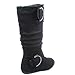 Top Moda Bank-81 Women's Fashion Round Toe Flat Heel Zipper Buckle Slouchy Mid-Calf Boot Shoes (10, Black)