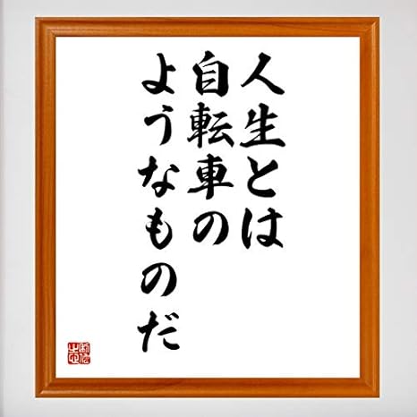 Amazon Co Jp 書道色紙 アインシュタインの名言 人生とは自転車のようなものだ 額付 受注後直筆 千言堂 Z2798 ホーム キッチン