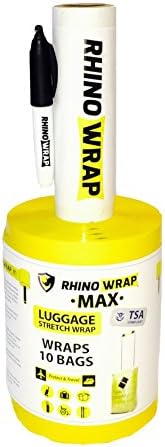 Rhino Wrap 10 Bags, TSA Compliant (Yellow MAX)