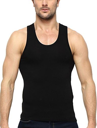 Double FNT Men's Black Modal Tank Top Stretchable Jersey Soft A Shirts