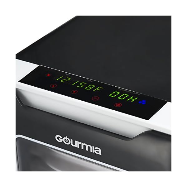 Gourmia-Food-Dehydrator-With-Touch-Digital-Temperature-Control-Ten-Drying-Trays-Plus-Beef-Jerky-Sausage-Hanging-Rack-Sleek-Design-Transparent-Window-Bonus-Cookbook-Black