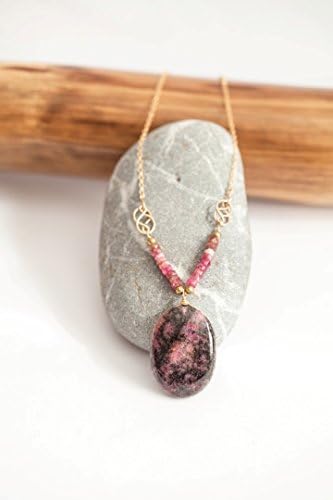 Luxury Rhodonite gold filled necklace