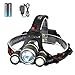 Smiling Shark 5000 Lumen Bright Headlamp Flashlight, 3 XML-T6 LED Headlight Torch with Rechargeable Batteries and Charger for Outdoor Sport