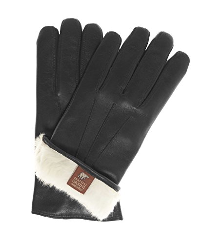 Fratelli Orsini Everyday Men's Our Bestselling Italian Rabbit Fur Gloves Size M Color Black