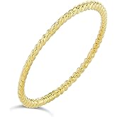 10K Yellow Gold Dainty Stackable Rope Cable Design Thin Slender Band Ring