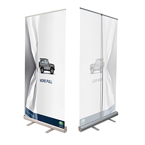Display Factory USA DFU Retractable Roll up Banner Stand Includes Bag Aluminum Silver Exhibition Display Trade Show Sign Holder (3680")