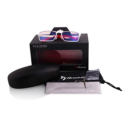 Arozzi Visione VX-800 Computer gaming glasses - Anti-glare, UV and Blue light protection, Eye strain relief, Comfortable gaming, White