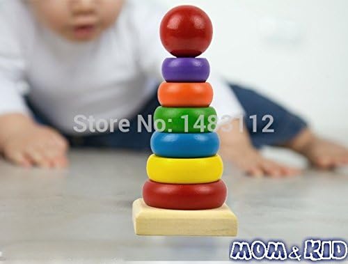 Baby Boys Girls Classic Wooden Toys Sensory Educational Toy Wooden Rainbow Stacker Building Blocks Brinquedos Educativos