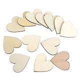 OULII Blank Heart Wood Slices Discs for DIY Crafts Embellishments 40mm,Pack of 100 (Wood Color)