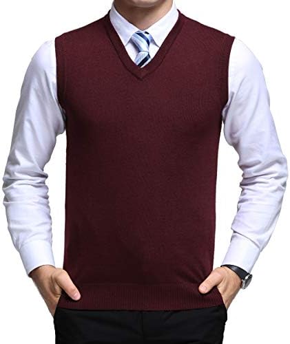 Mens Casual Golf Tops V-Neck Pullover Waistcoat Slim Fit Knitted Sleeveless Sweater Vest