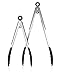 Oberhaus 9-Inch & 12-Inch Premium Black Silicone Tongs 2 Pack (Available Colors: Black, Red, Green, and Pink)