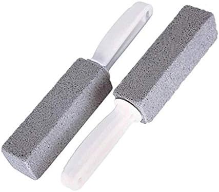 2Pcs Toilets Brushes Natural Pumice Stone Cleaning Stone Cleaner Brush With Long Handle for Toilets Sinks Bathtubs - Gray