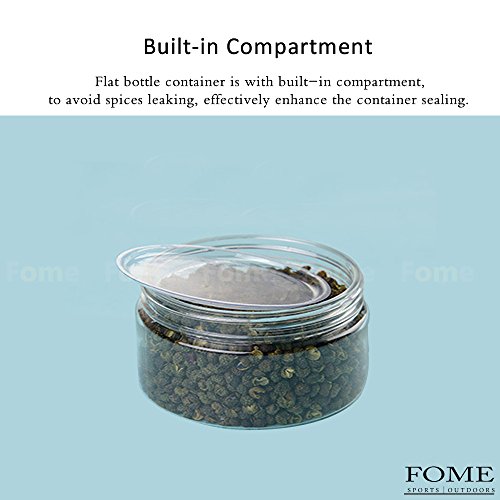 Spice Containers, Pack of 6 PET BBQ Seasoning Bottles Outdoor Camping Spice Jars Containers Condiment Dispenser Durable Refillable with Portable Pouch Suitable for Outdoor Camping Hiking Activities