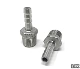 CONCORD 304 Stainless Steel 3/8" Barb Hose to 1/2" NPT Home Brew Fitting. 2 Pack