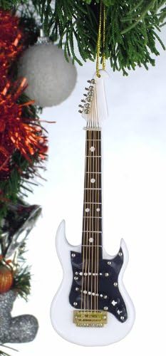 White Electric Guitar Tree Ornament