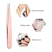 Jovitec Fake Eyelashes Applicator Tool, Slant Tip Hair Tweezers, Eyebrow Tweezers Eyebrow Scissors, 4 Pieces with Black Velvet Bag (Rose Gold)