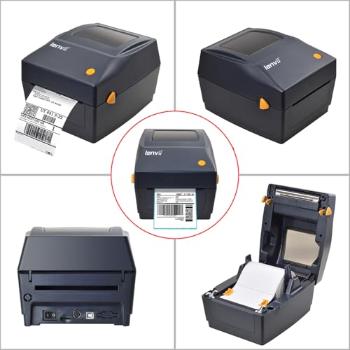 LENVII 4x6 Thermal Label Printer | 2/3/4 Inch Multi-Size Barcode Printer | 127mm/s High-Speed 203DPI Wired Barcode Printer | Compatible with Aramex/Noon/Emirates Post | Windows/Mac/Dubai Mall Kiosks